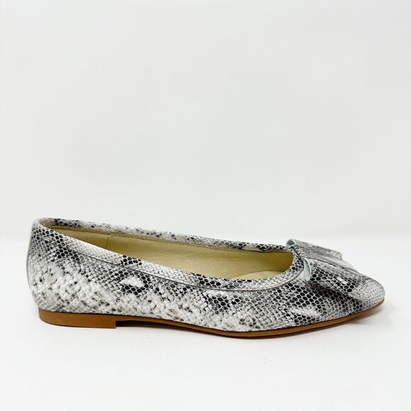 Blublonc Womens Snakeskin Print Leather Flats 35 Made In Spain Bow Detail US 5 - Picture 7 of 13